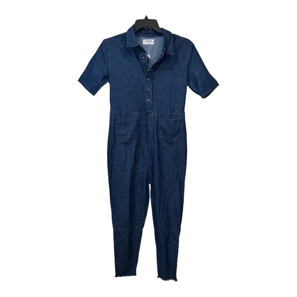 One X One Teaspoon Blue Denim Utility Jumpsuit Size 26 NWOT Cutout back raw hem